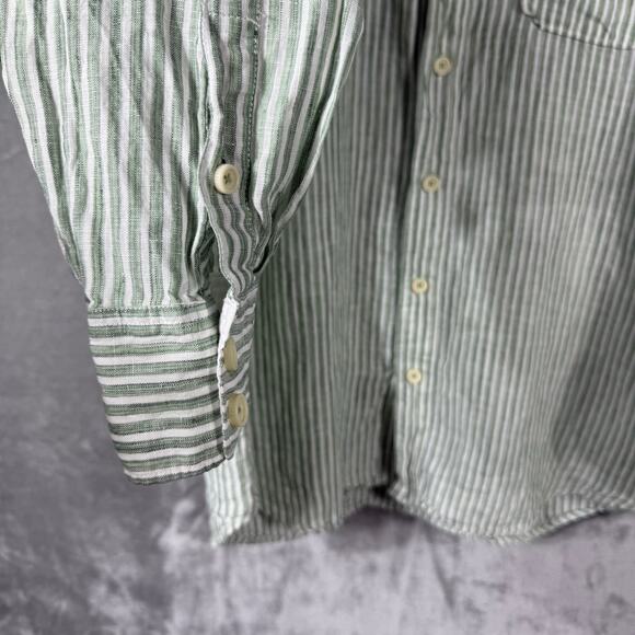 Tommy‎ Bahama Relax Button Shirt Mens XL Linen Striped Green - Picture 3 of 13